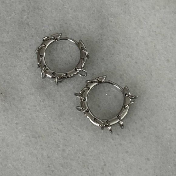 Sterling Silver Crystal Pave Chain Dangle Hoop Earrings 

Brand New - Picture 4 of 5